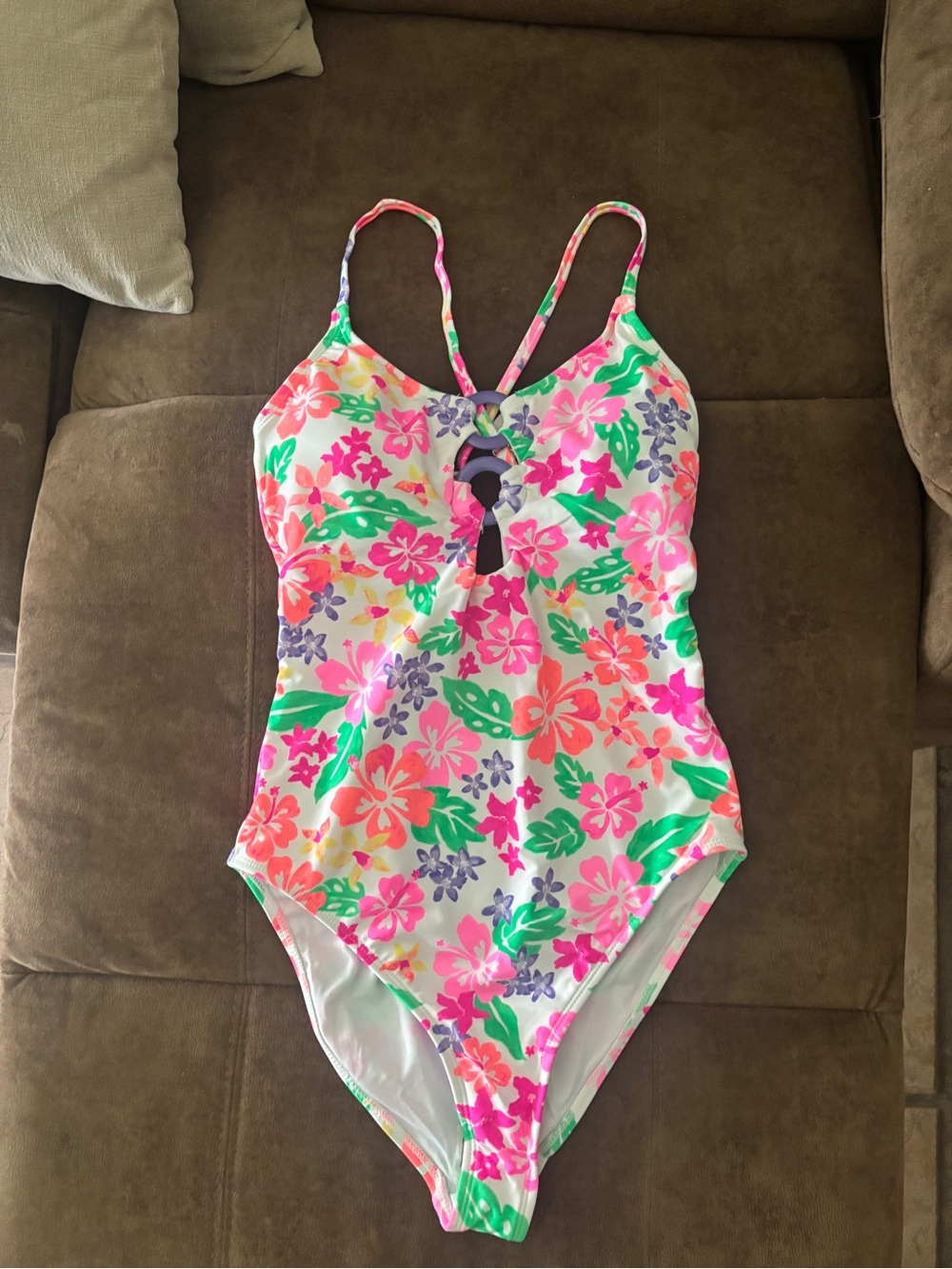Floral One-Piece Swimsuit - Multi Pink Green